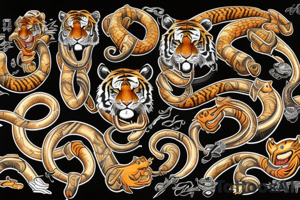 tiger and snake tattoo idea