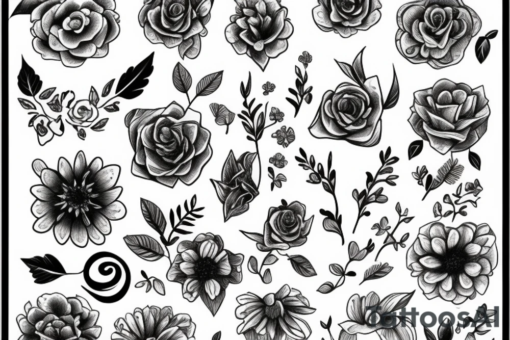 Juanita text with some flower decor tattoo idea