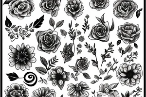 Juanita text with some flower decor tattoo idea