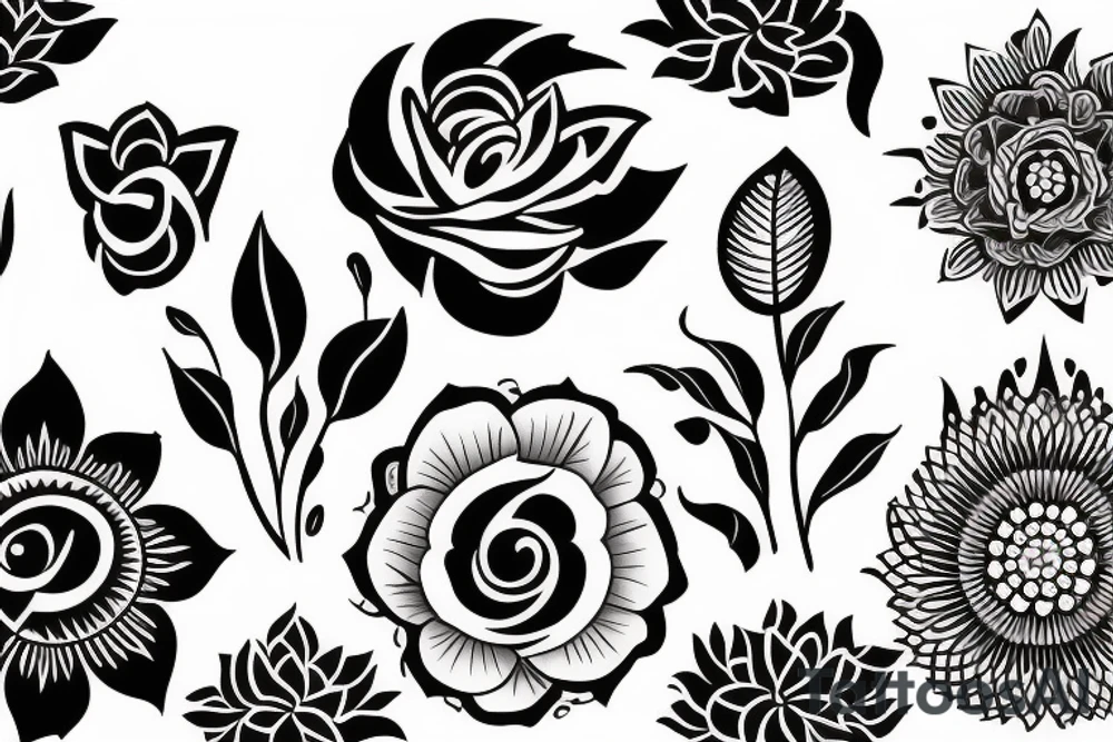 Life cycle nature flowers morning night creation tattoo idea