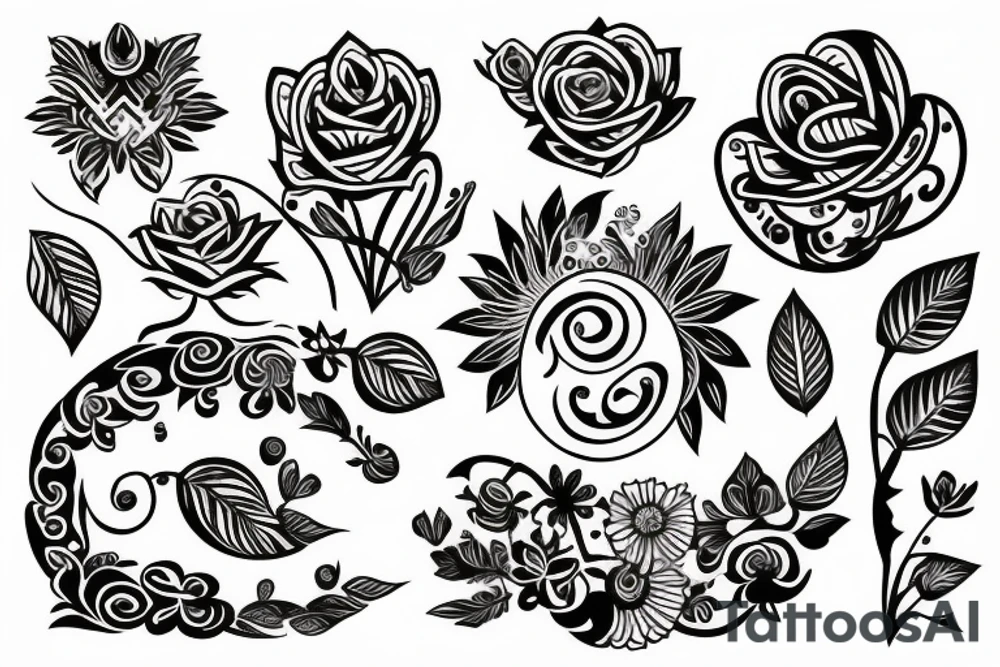 Life cycle nature flowers morning night creation tattoo idea