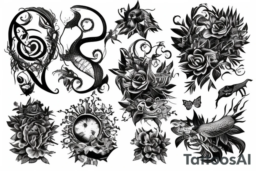 Life cycle nature morning night creation tattoo idea