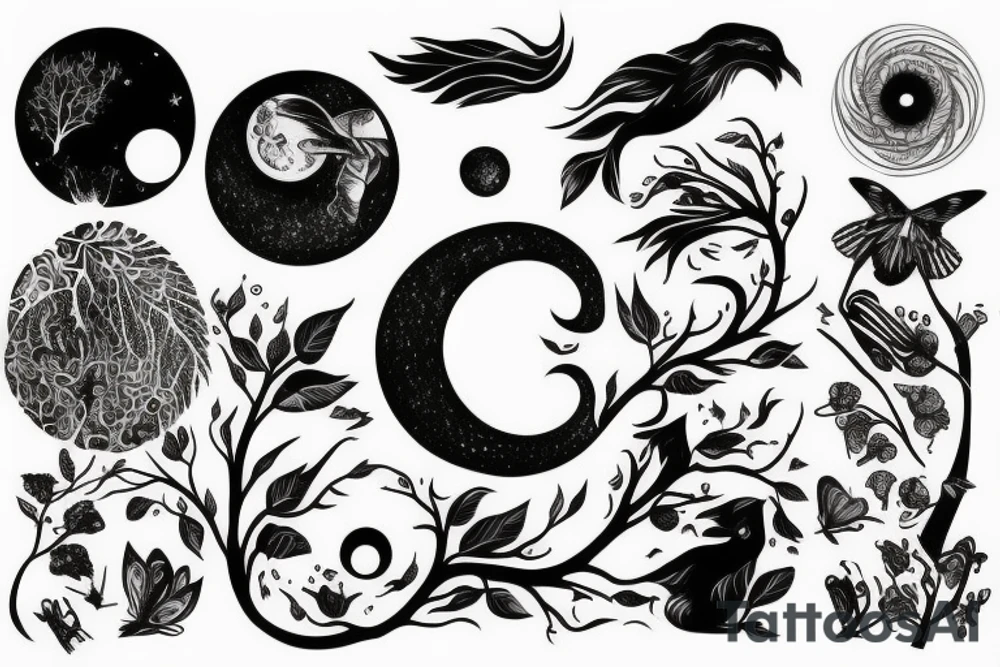Life cycle nature morning night creation tattoo idea