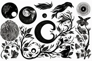 Life cycle nature morning night creation tattoo idea