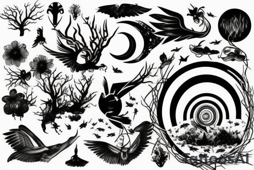 cycle nature morning night creation tattoo idea