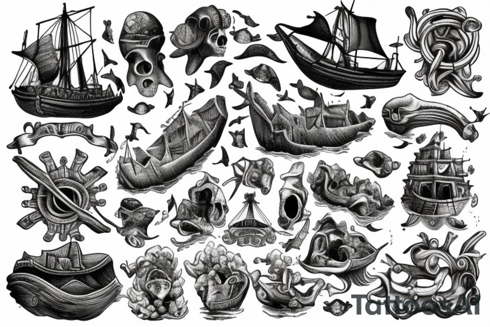 1500s medieval sunken shipwreck under-the-sea tattoo idea 1500s medieval sunken shipwreck under-the-sea tattoo idea