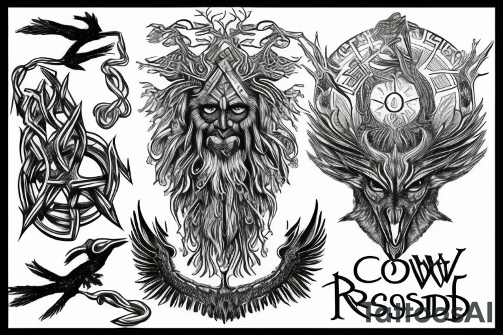 crow norse thor yggdrasil tattoo idea