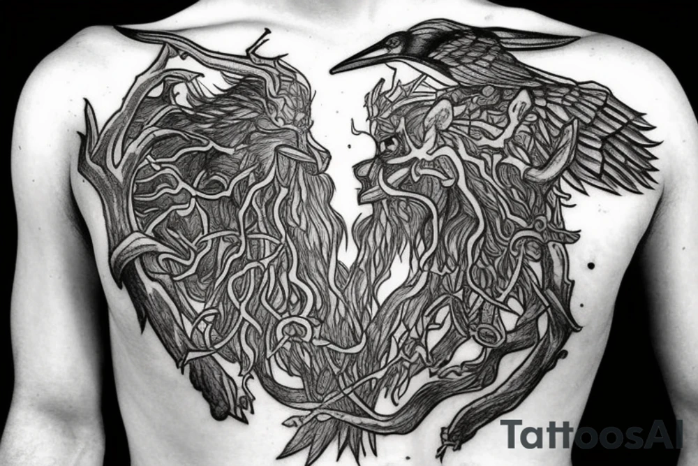 crow norse thor yggdrasil tattoo idea