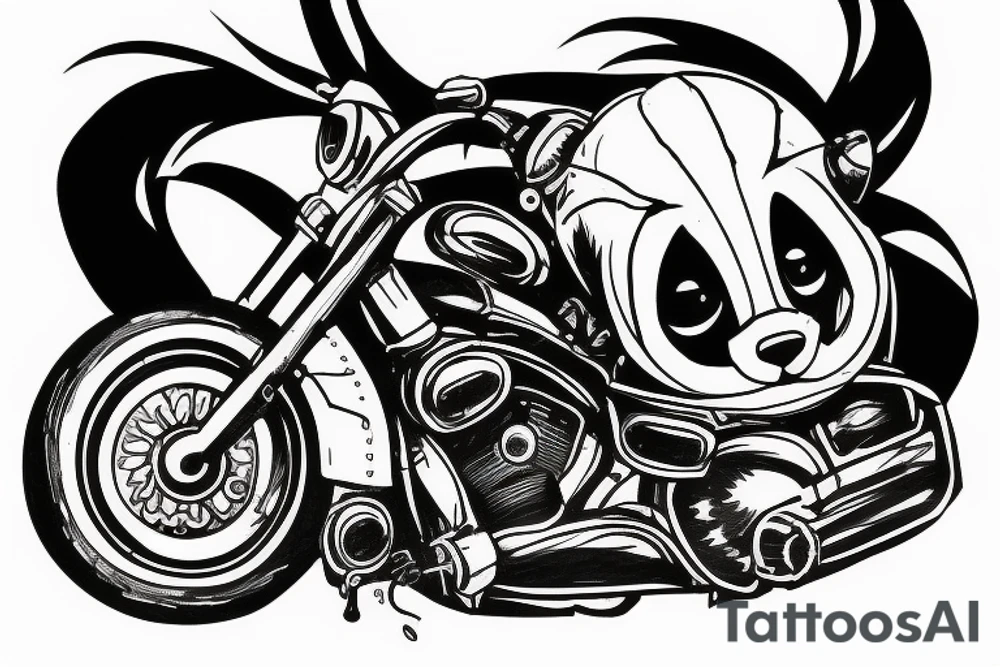 Badger with motorcycle goggles riding a motorcyle tattoo idea