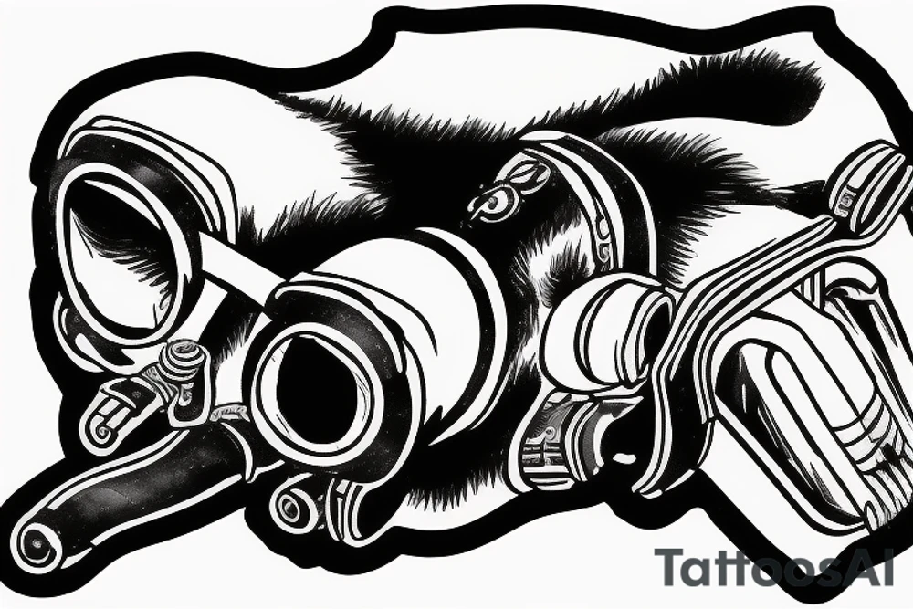Badger with motorcycle goggles riding a motorcyle tattoo idea
