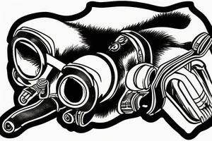 Badger with motorcycle goggles riding a motorcyle tattoo idea