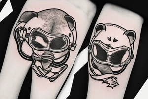 Cute Badger with motorcycle goggles riding a motorcyle tattoo idea