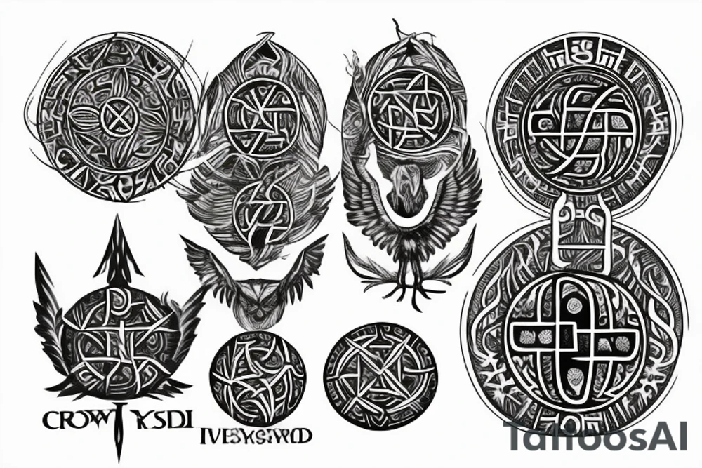 crow norse thor yggdrasil Vegvisir tattoo idea