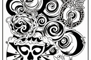 man levitating, 3/4 view, looking up the sky tattoo idea