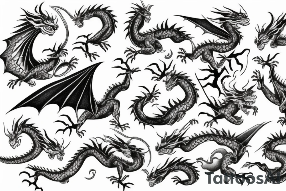 dragon flying in the sky tattoo idea