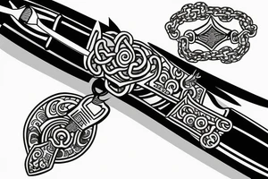 Samurai knife with chain attached to handle tattoo idea