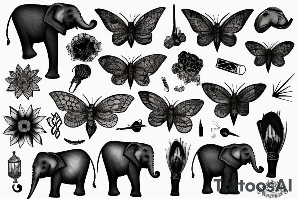 Fly on a wall leaving a shadow of an elephant tattoo idea