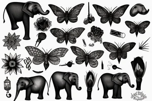 Fly on a wall leaving a shadow of an elephant tattoo idea