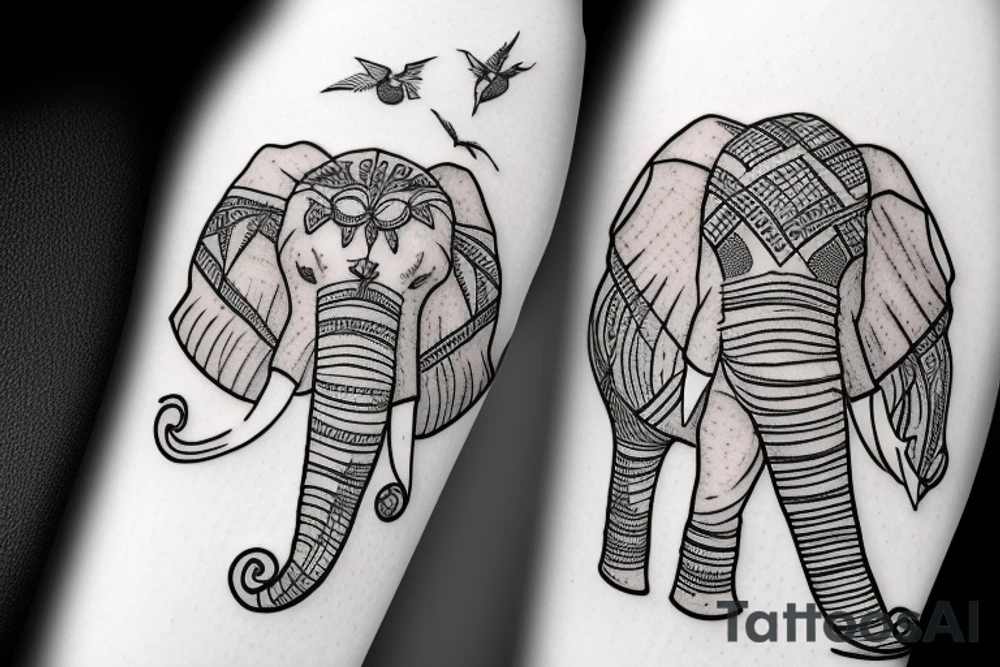 Fly on a wall leaving a shadow of an elephant tattoo idea