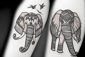 Fly on a wall leaving a shadow of an elephant tattoo idea