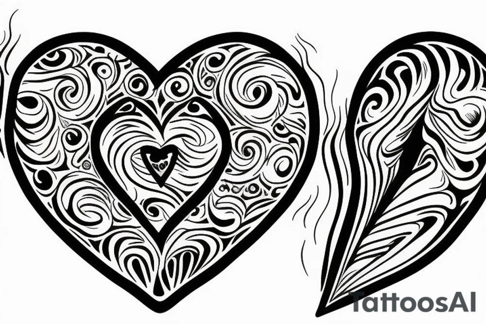 Heart with swirls coming from it tattoo idea
