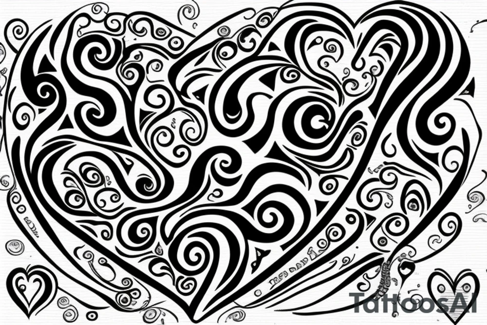 Heart with swirls coming from it tattoo idea
