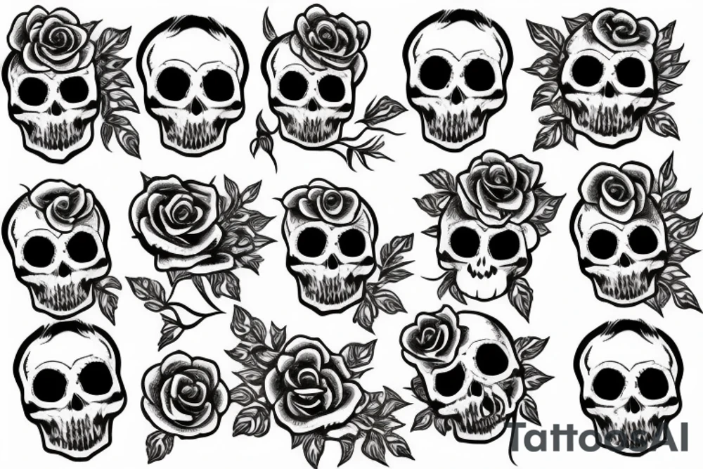skull with roses and crown tattoo idea