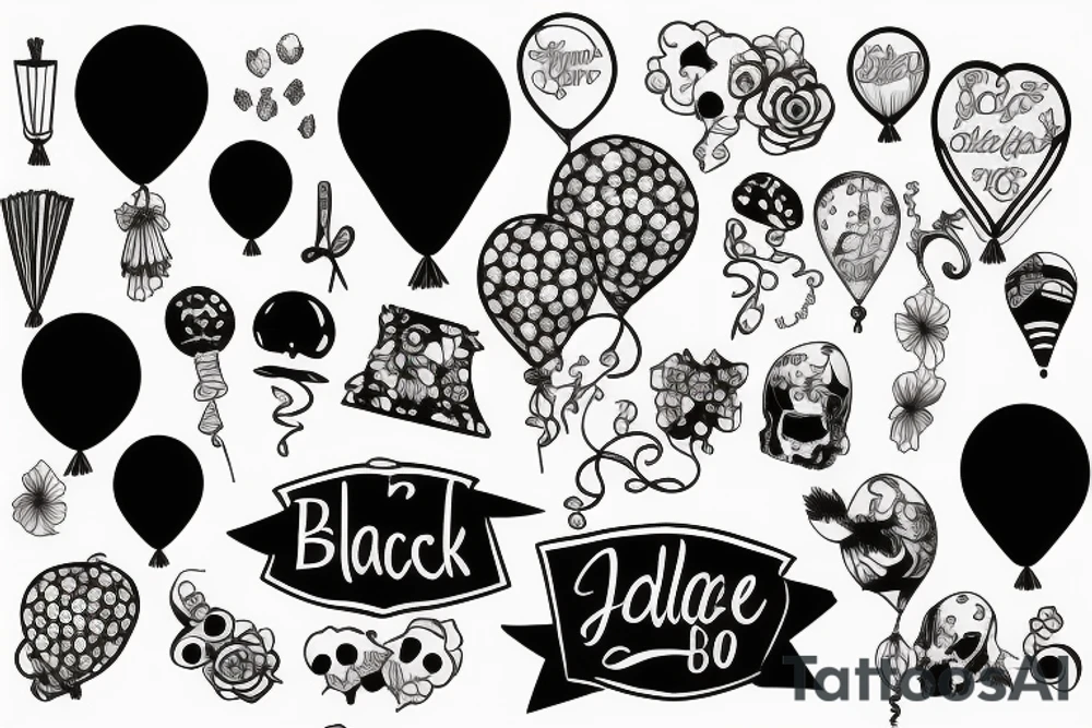 Black balloons tattoo idea