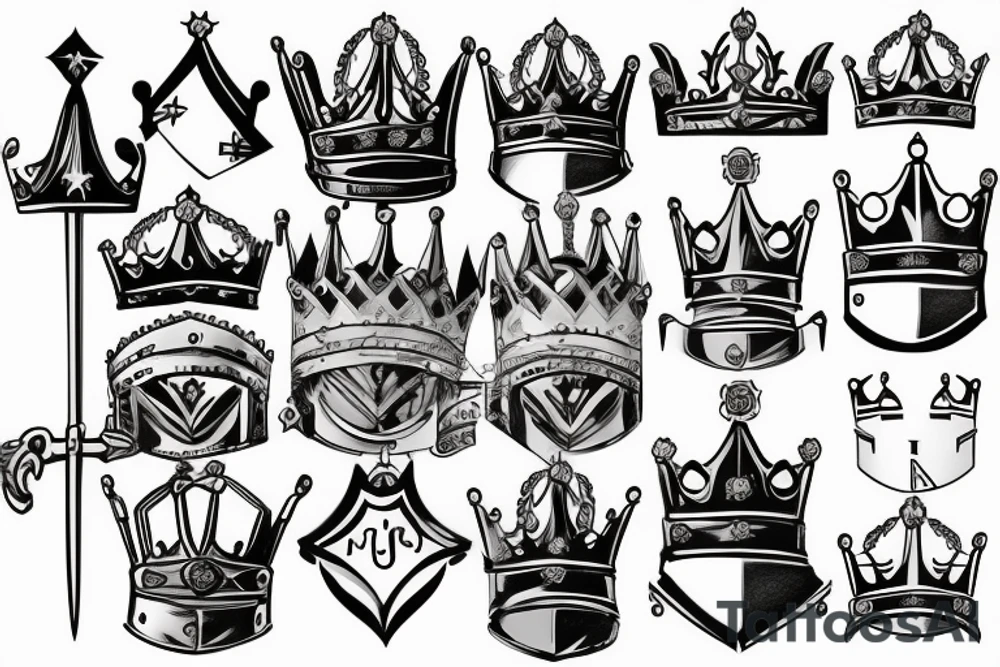 Crown on a cartoon knight tattoo idea