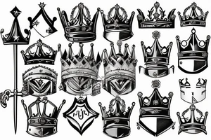 Crown on a cartoon knight tattoo idea