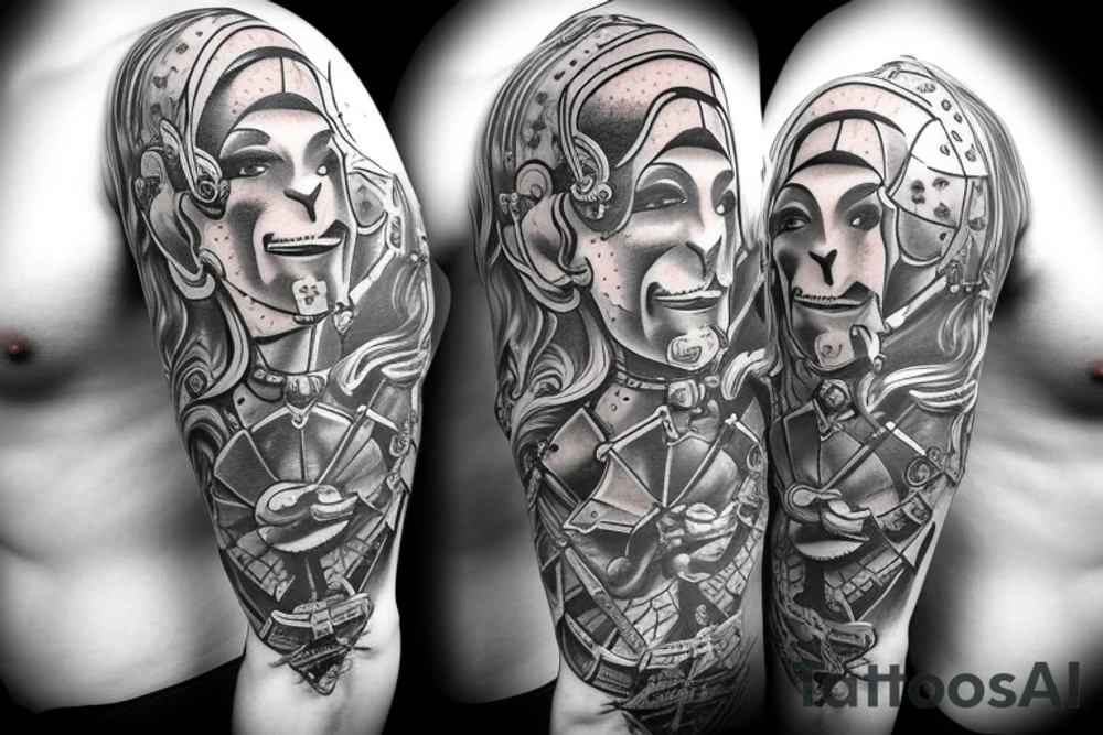 Crown on a cartoon knight tattoo idea