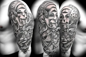 Crown on a cartoon knight tattoo idea