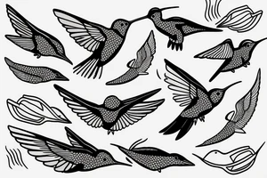 hummingbird in the mountains with a humpback whale in the ocean tattoo idea