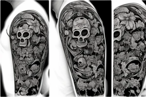 Hourglass with skull and red spider lilies that says momento mori tattoo idea