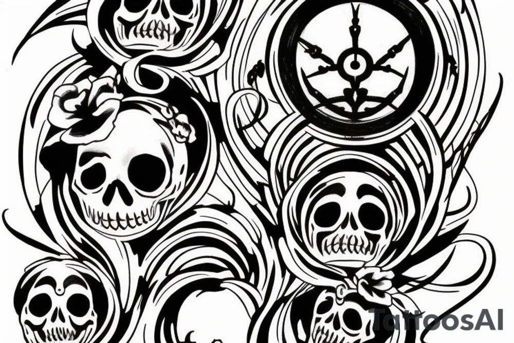 Hourglass with skull and red spider lilies that says momento mori tattoo idea