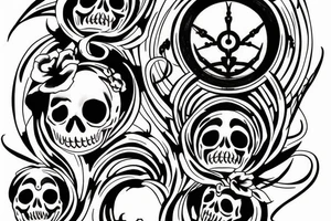 Hourglass with skull and red spider lilies that says momento mori tattoo idea