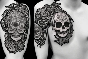 Hourglass with skull and red spider lilies tattoo idea