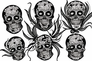 Hourglass with skull and red spider lilies tattoo idea