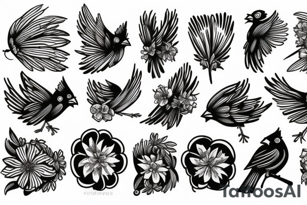 Cardinal and paintbrush tattoo idea