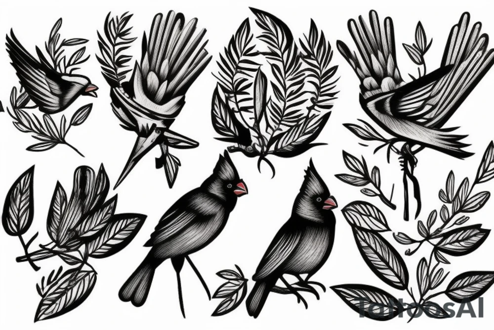 Cardinal and paintbrush tattoo idea