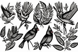 Cardinal and paintbrush tattoo idea
