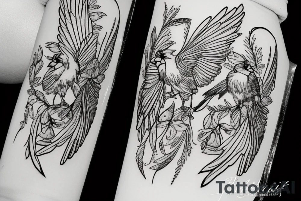 Cardinal being painted tattoo idea
