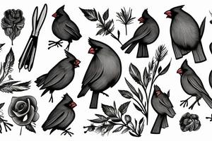 Cardinal standing on paintbrush tattoo idea