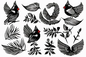 Cardinal standing on paintbrush tattoo idea
