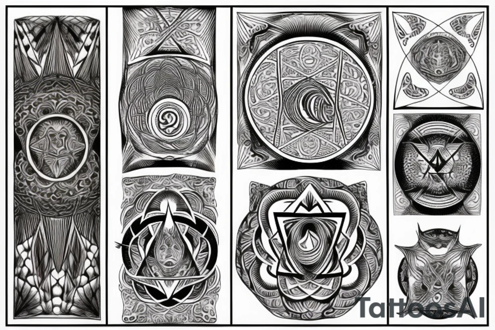 Occult esoteric sacred geometry mushroom tattoo idea