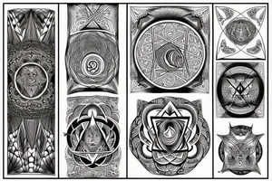 Occult esoteric sacred geometry mushroom tattoo idea