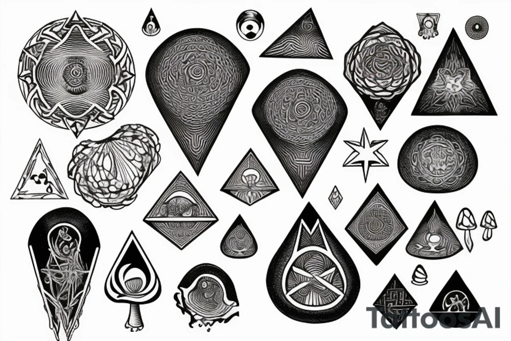 Occult esoteric sacred geometry mushroom tattoo idea