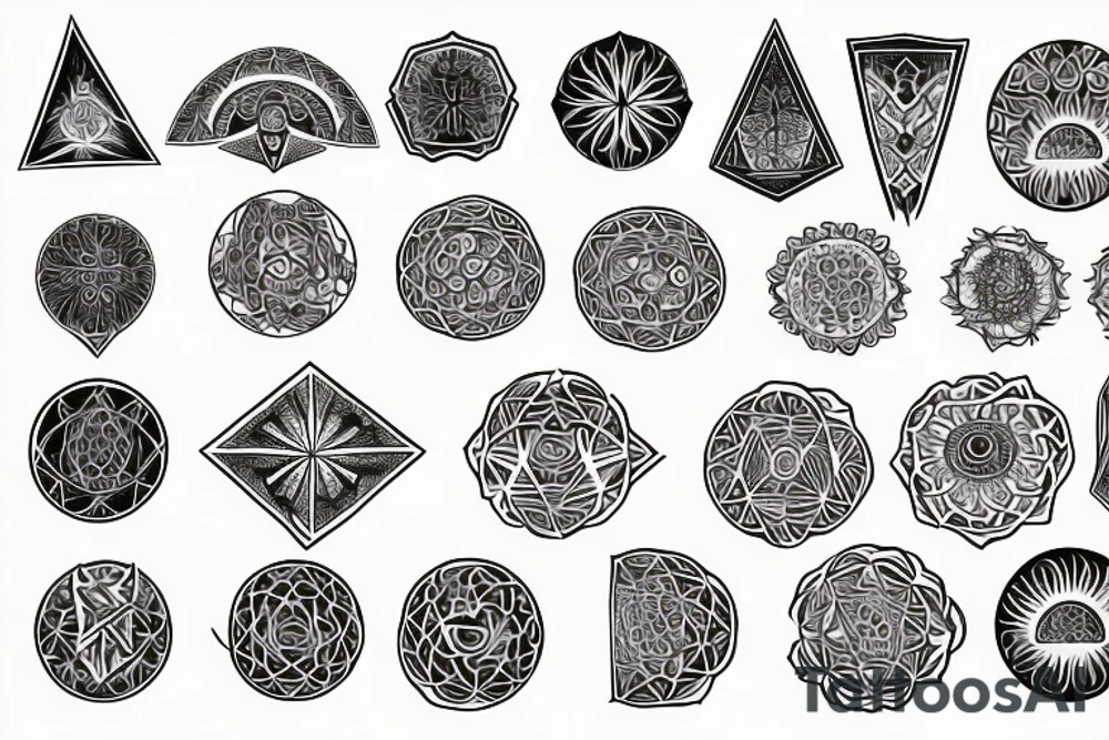 Occult esotheric sacred geometry mushroom tattoo idea