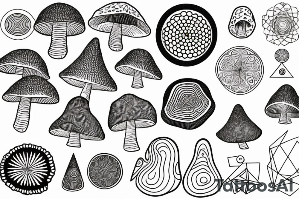 Sacred geometry mushroom tattoo idea