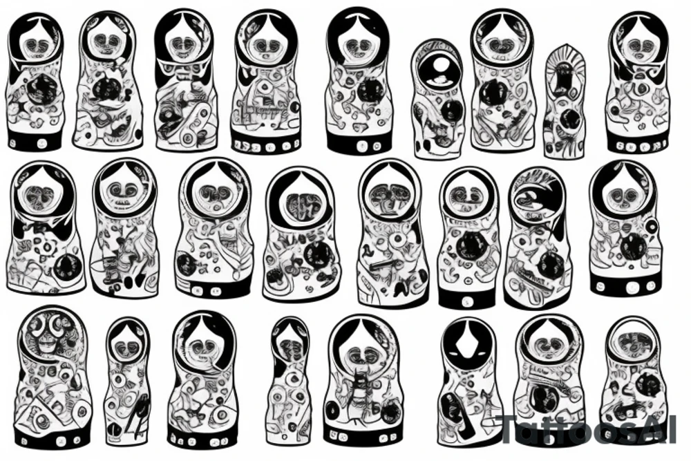 matryoshka with guns and number 13 tattoo idea